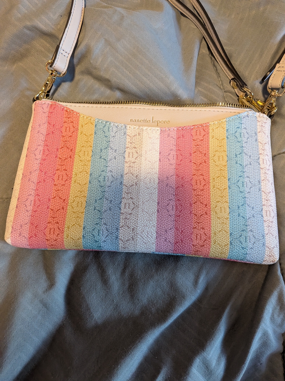 Nanette Lepore Pastel Rainbow Stripe Crossbody Bag